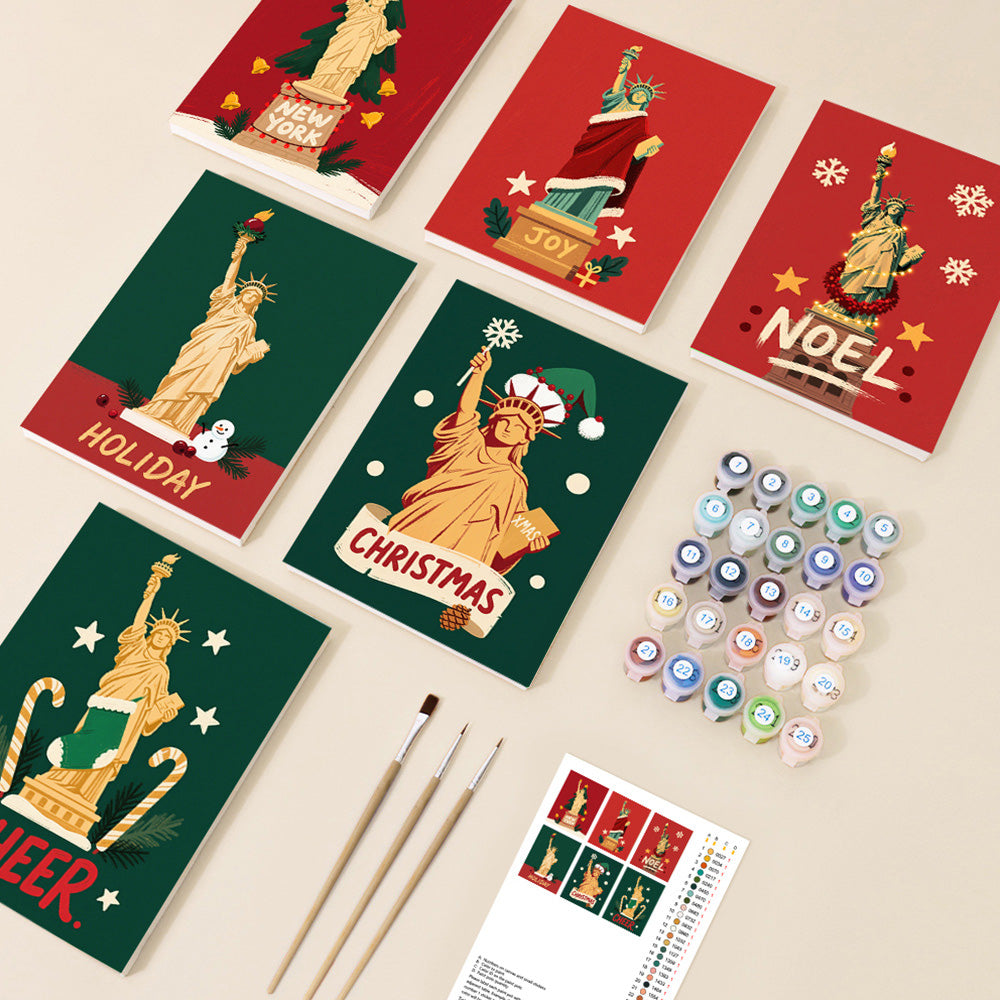 Statue of Liberty at Christmas 6 Pieces Mini Paint by Numbers