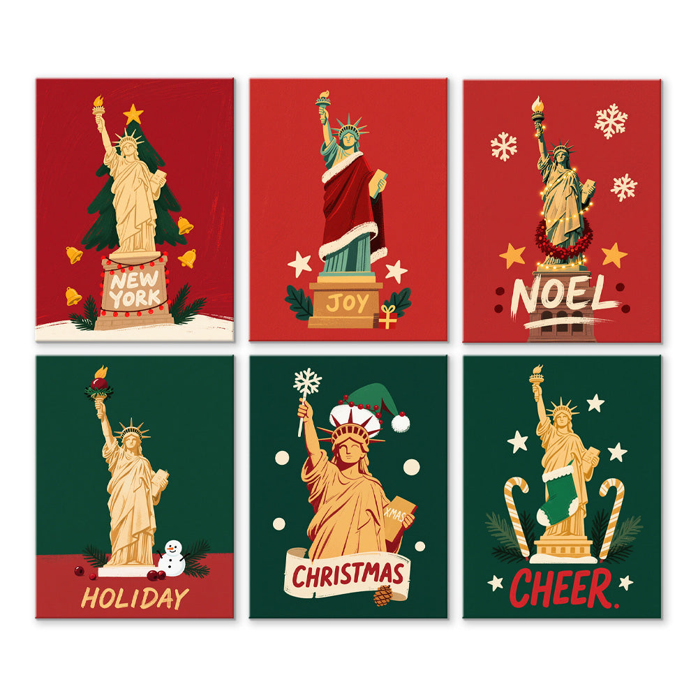Statue of Liberty at Christmas 6 Pieces Mini Paint by Numbers