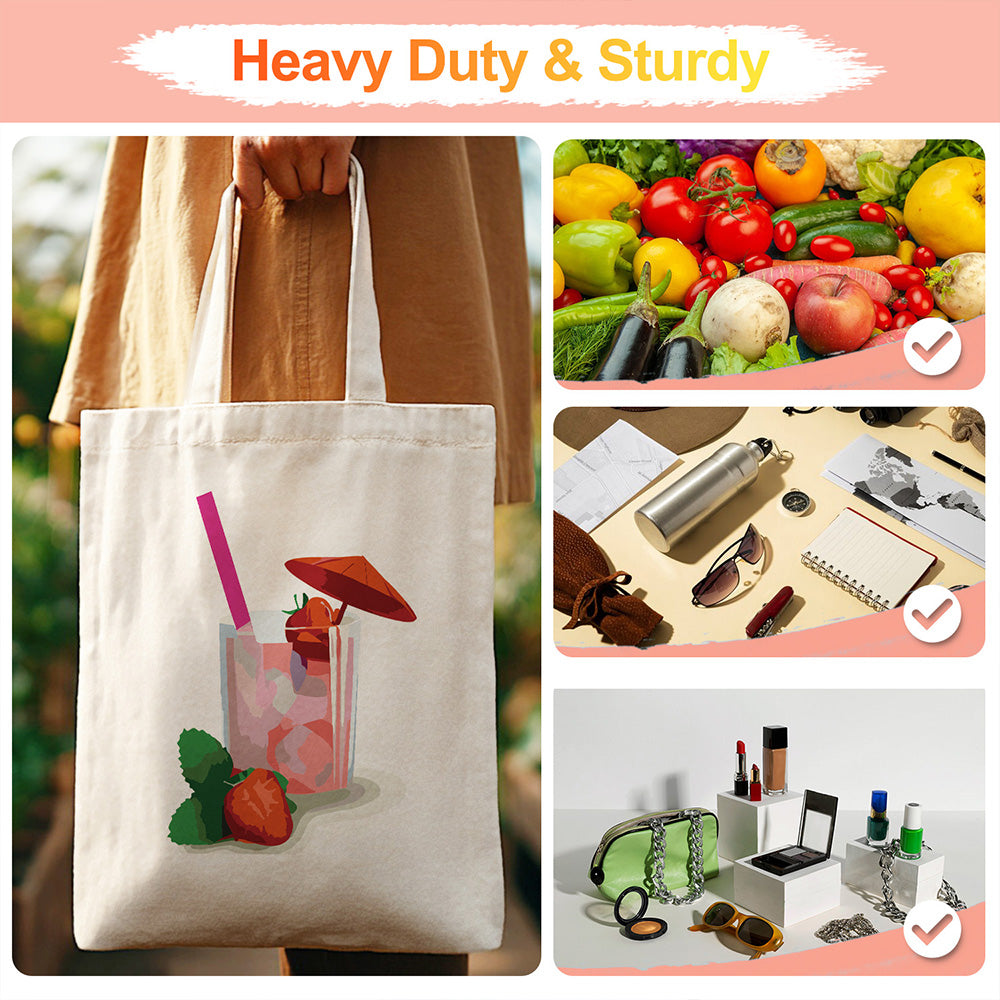 Strawberry-Flavored Cocktail Canvas Tote Bag Paint by Numbers