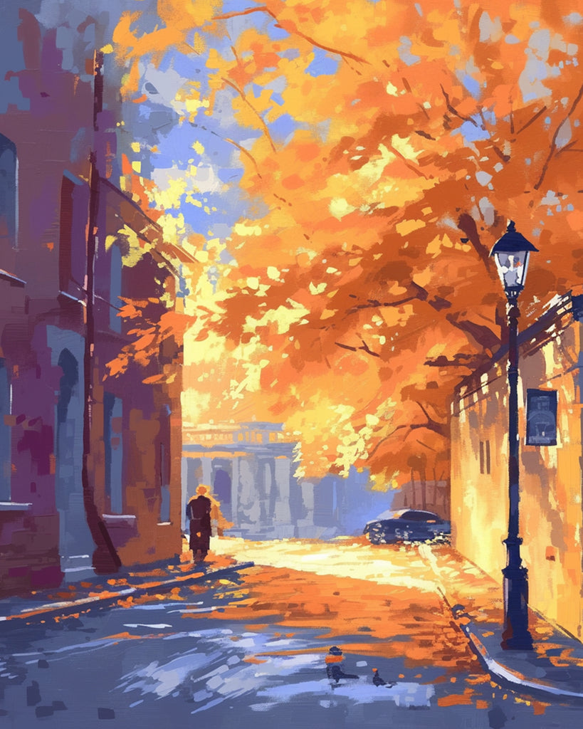 Street on an Autumn Afternoon Paint by Numbers