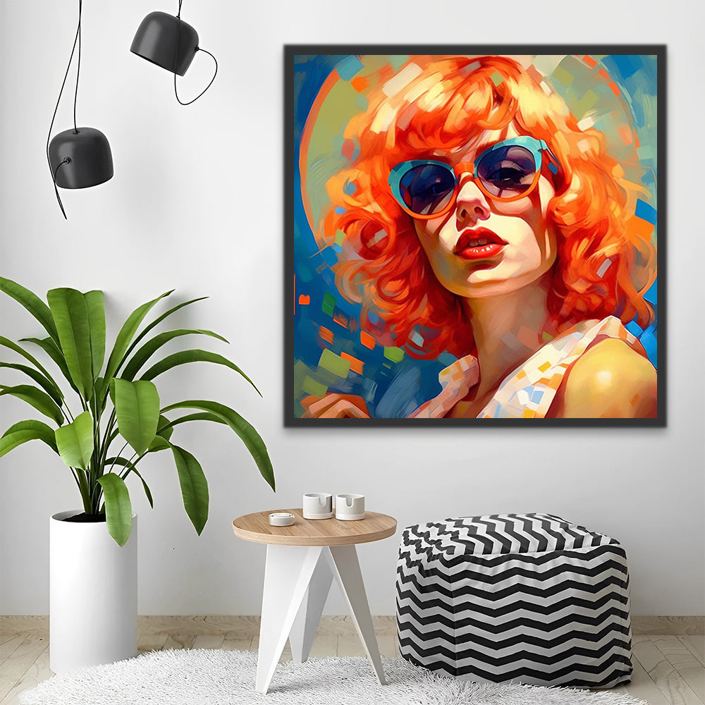 Stylish Woman with Sunglasses Paint by Numbers