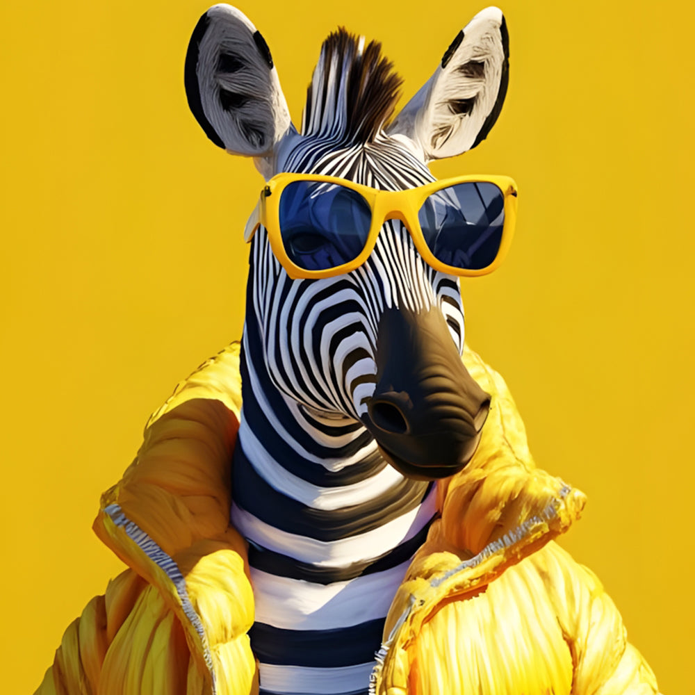 Stylish Zebra with Yellow Sunglasses Paint by Numbers