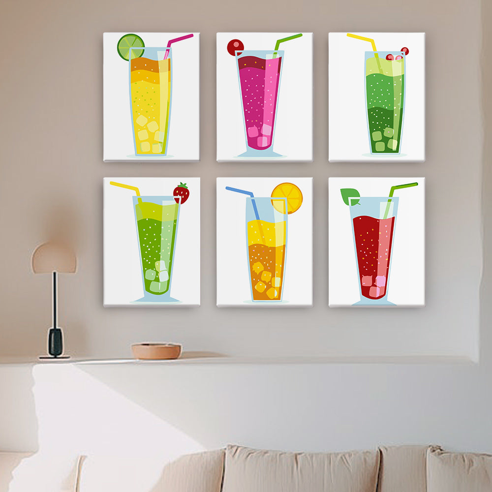 Summer Cocktail 6 Pieces Mini Paint by Numbers
