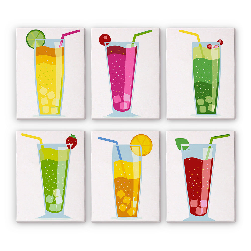 Summer Cocktail 6 Pieces Mini Paint by Numbers