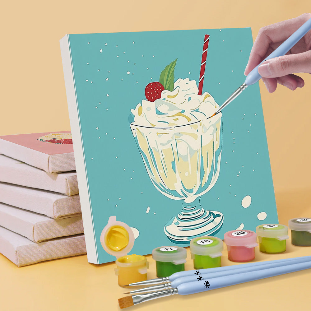 Summer Cold Drinks and Ice Creams 6 Pieces Mini Paint by Numbers