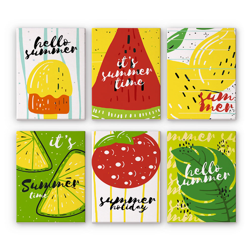 Summer Fruit Popsicles 6 Pieces Mini Paint by Numbers