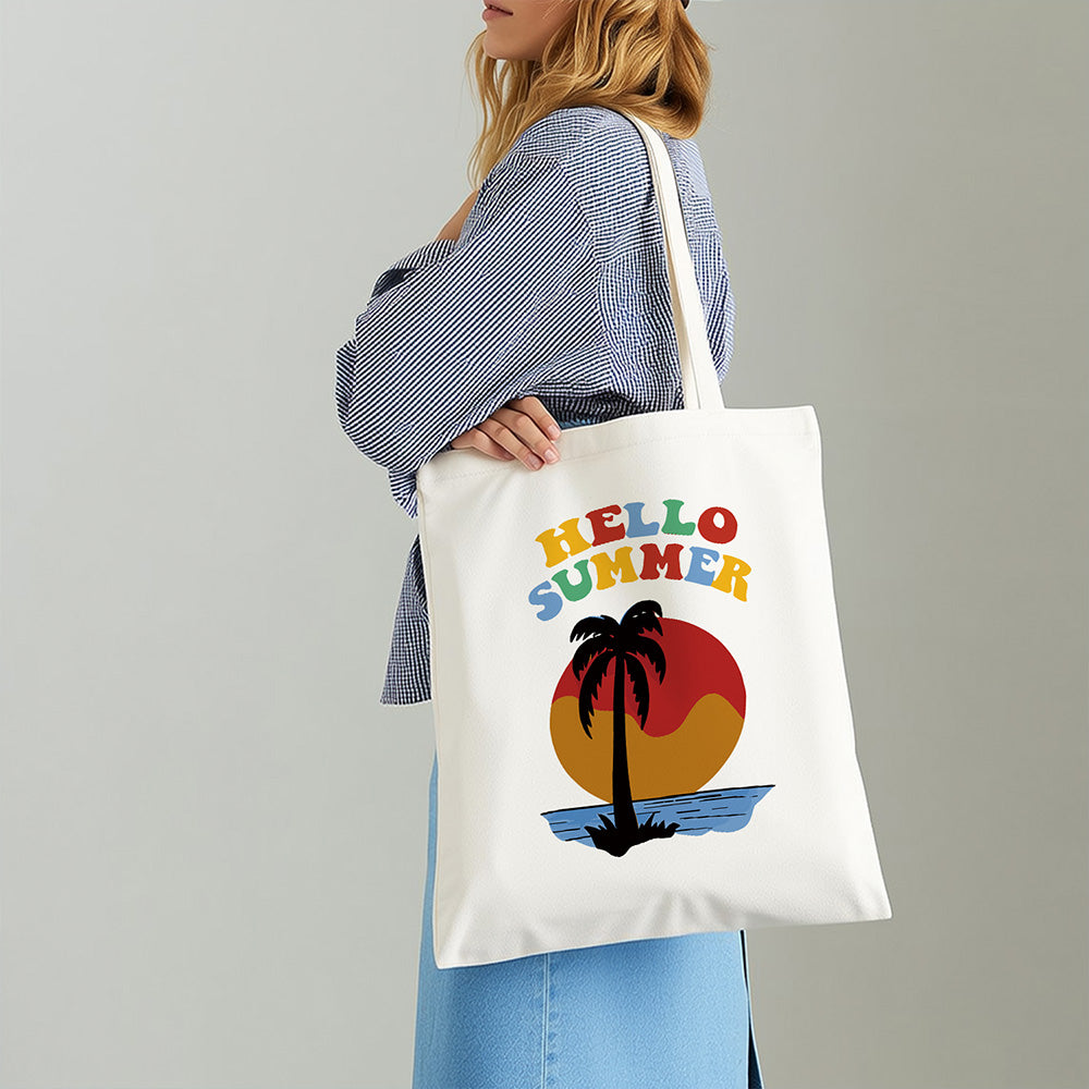 Summer Seaside Sunset Canvas Tote Bag Paint by Numbers