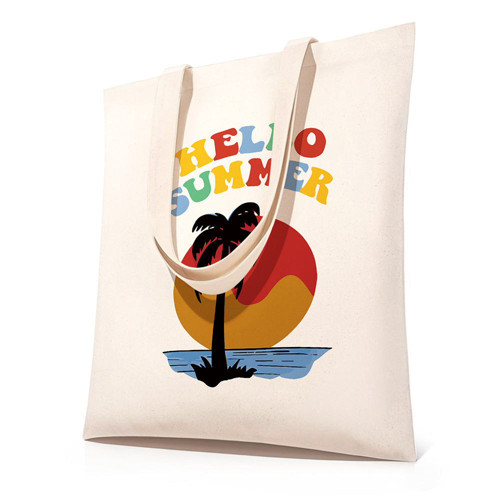 Summer Seaside Sunset Canvas Tote Bag Paint by Numbers