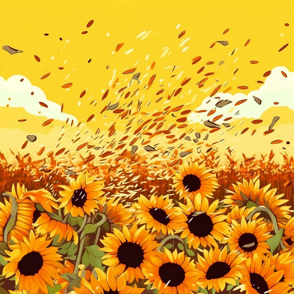 Sunflowers and Yellow Sky Paint by Numbers