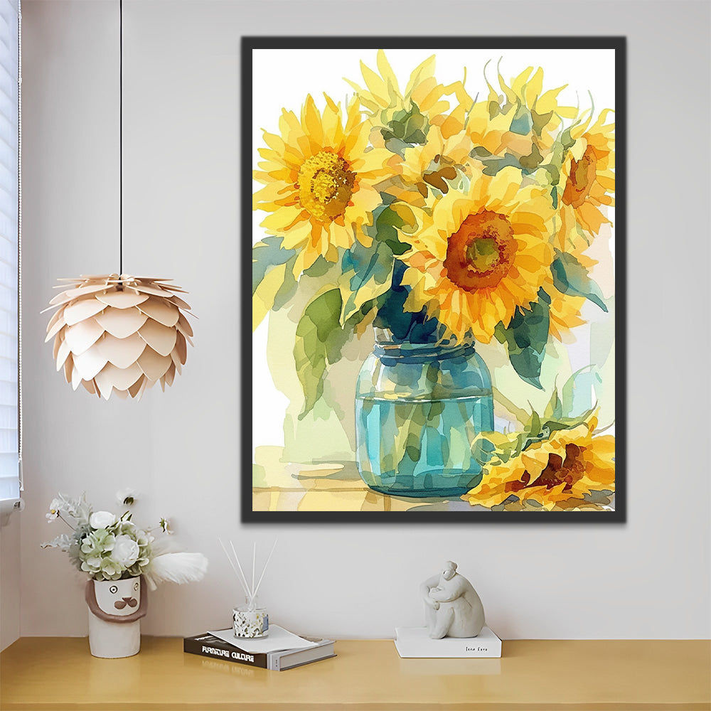 Sunflowers in the Bottle Paint by Numbers