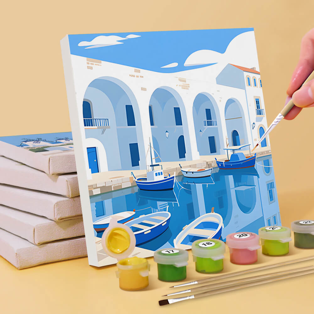 Sunny Day in Santorini 6 Pieces Mini Paint by Numbers