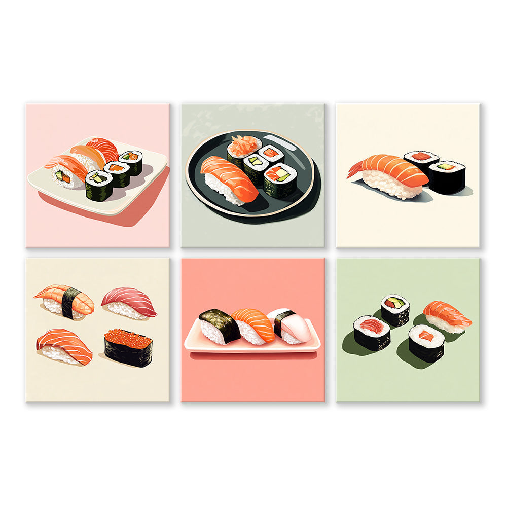 Sushi Platter 6 Pieces Mini Paint by Numbers