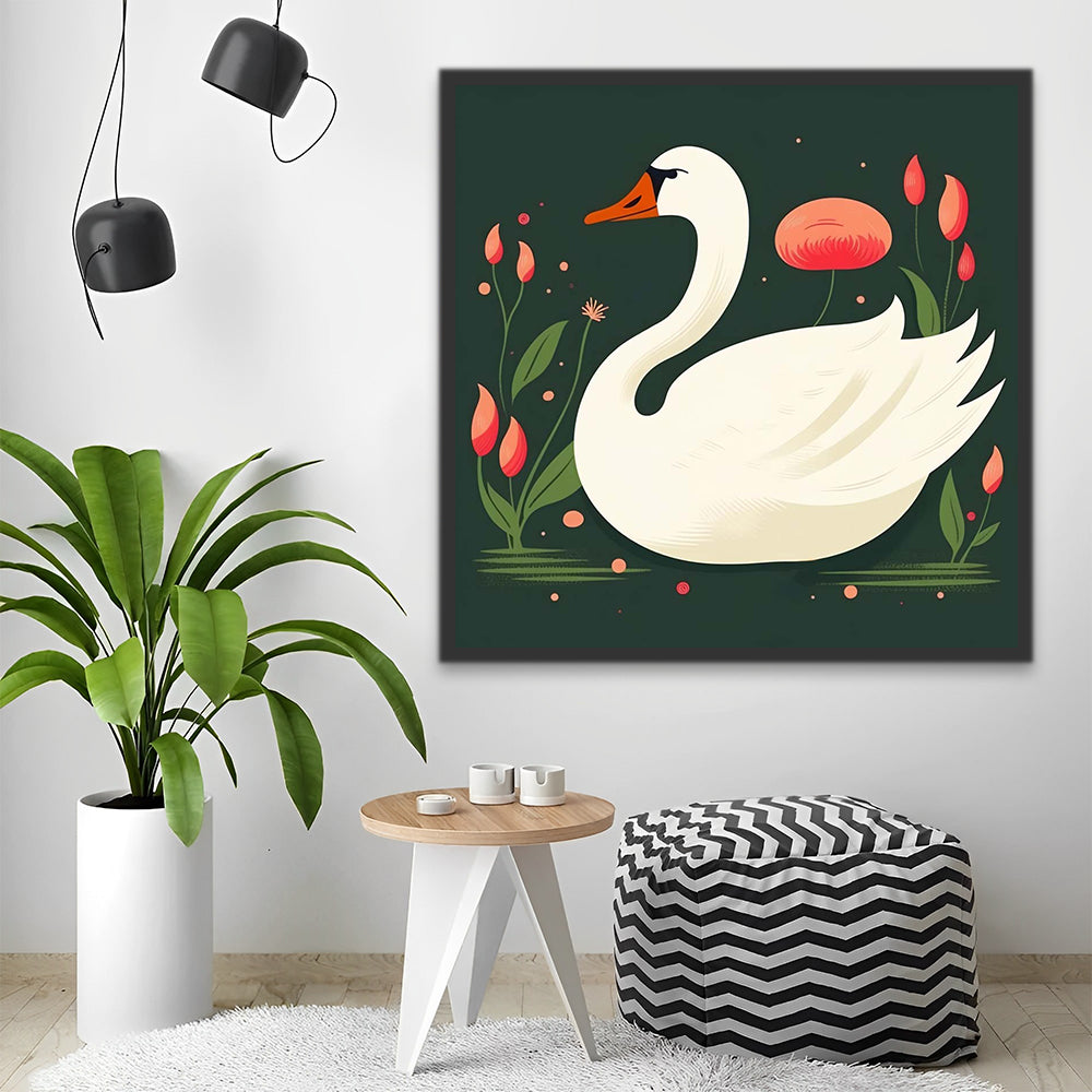Swan in the Dark Paint by Numbers
