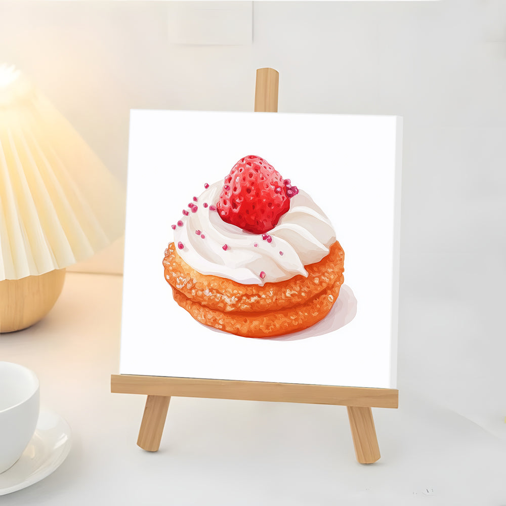 Sweet Strawberry Cream Cake Mini Paint by Numbers