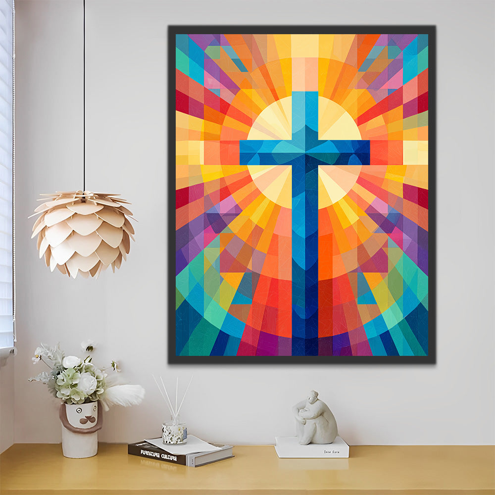 The Cross Emitting Colorful Light Paint by Numbers
