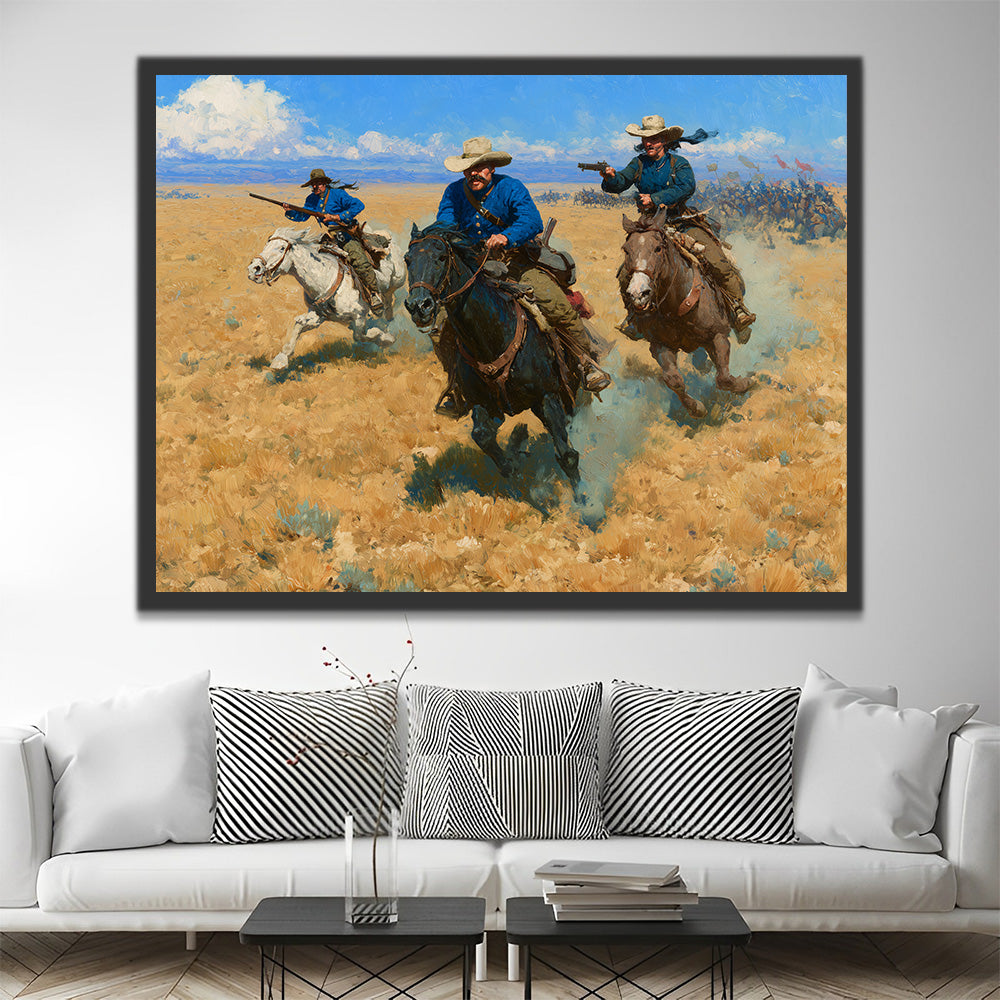 Three Bounty Hunters on Horseback Paint by Numbers