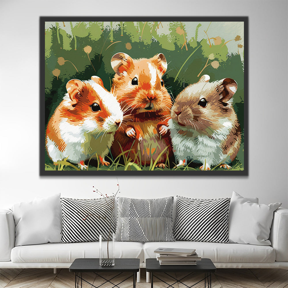 Three Cute Hamsters Paint by Numbers