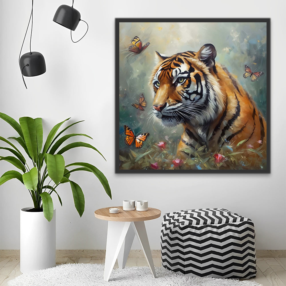 Tiger and Butterflies Paint by Numbers