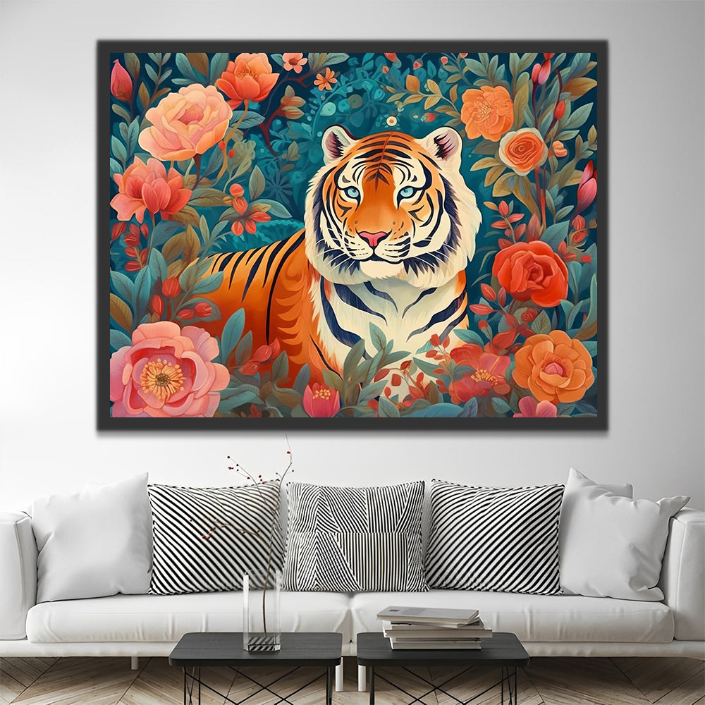 Tiger and Flowers Paint by Numbers