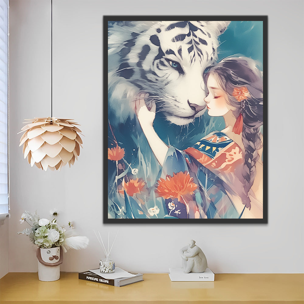 Tiger and Girl Paint by Numbers