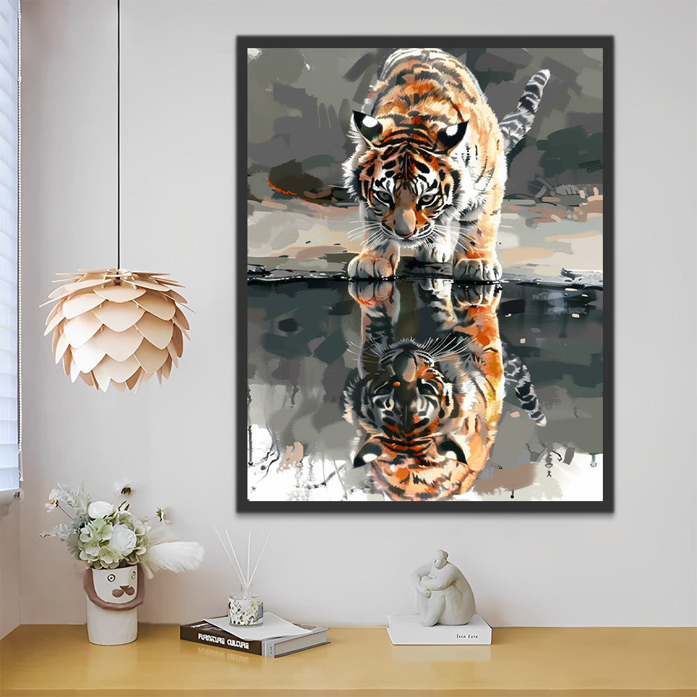 Tiger and Reflection in Water Paint by Numbers