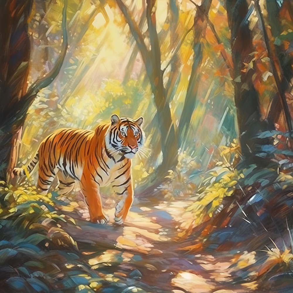 Tiger in Forest Paint by Numbers