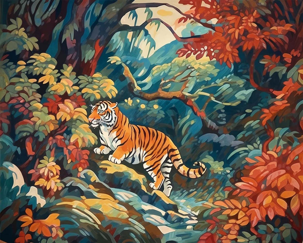 Tiger in Forest Paint by Numbers