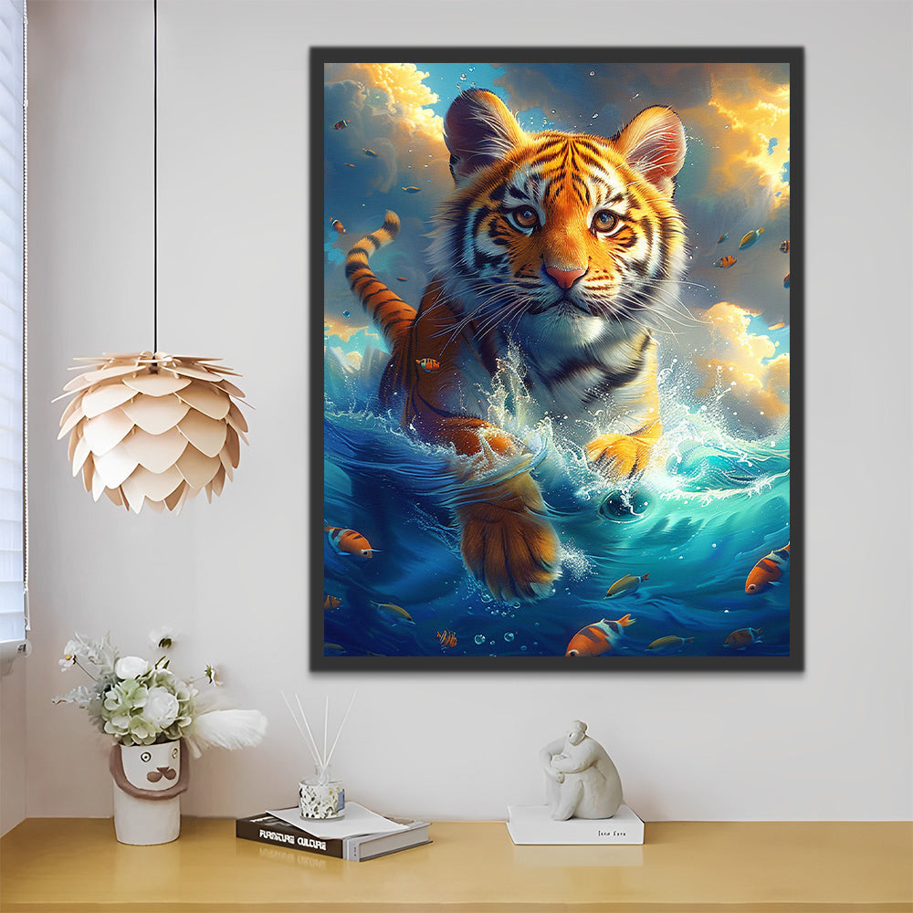 Tiger in the Sea Paint by Numbers