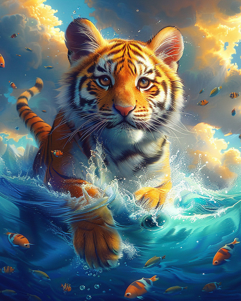 Tiger in the Sea Paint by Numbers