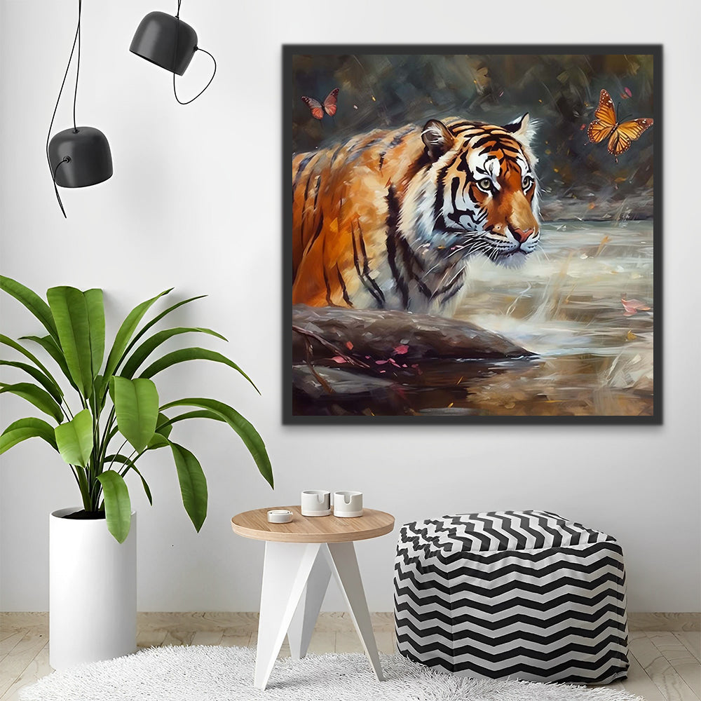 Tiger in the Water Paint by Numbers