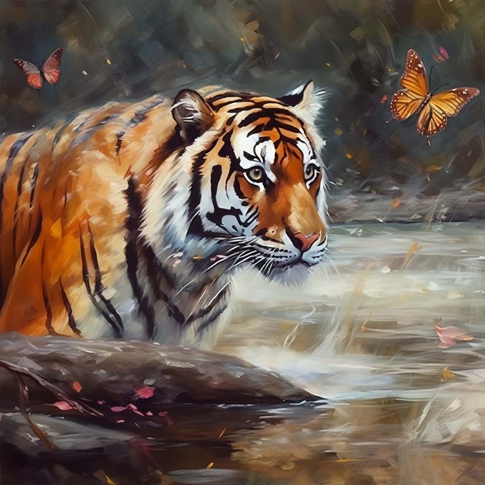 Tiger in the Water Paint by Numbers