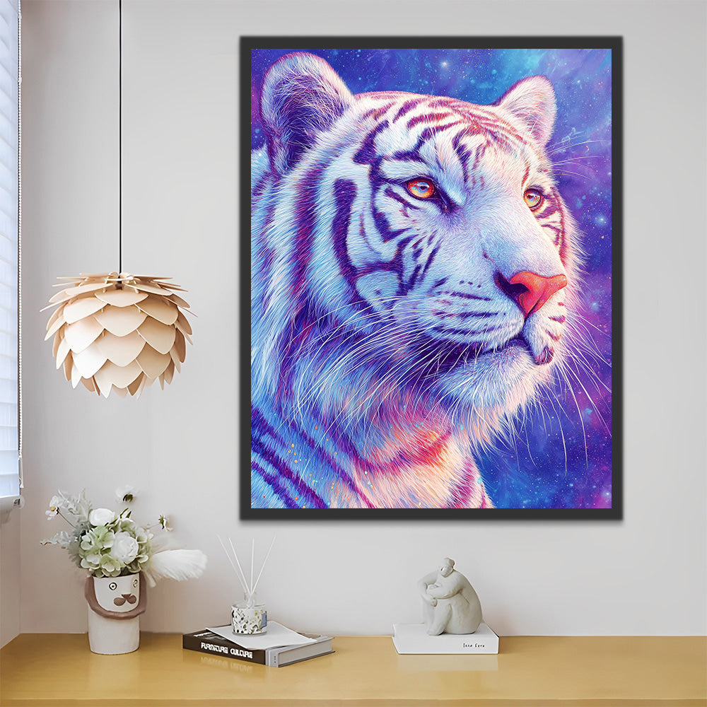 Tiger under the Purple Starry Sky Paint by Numbers