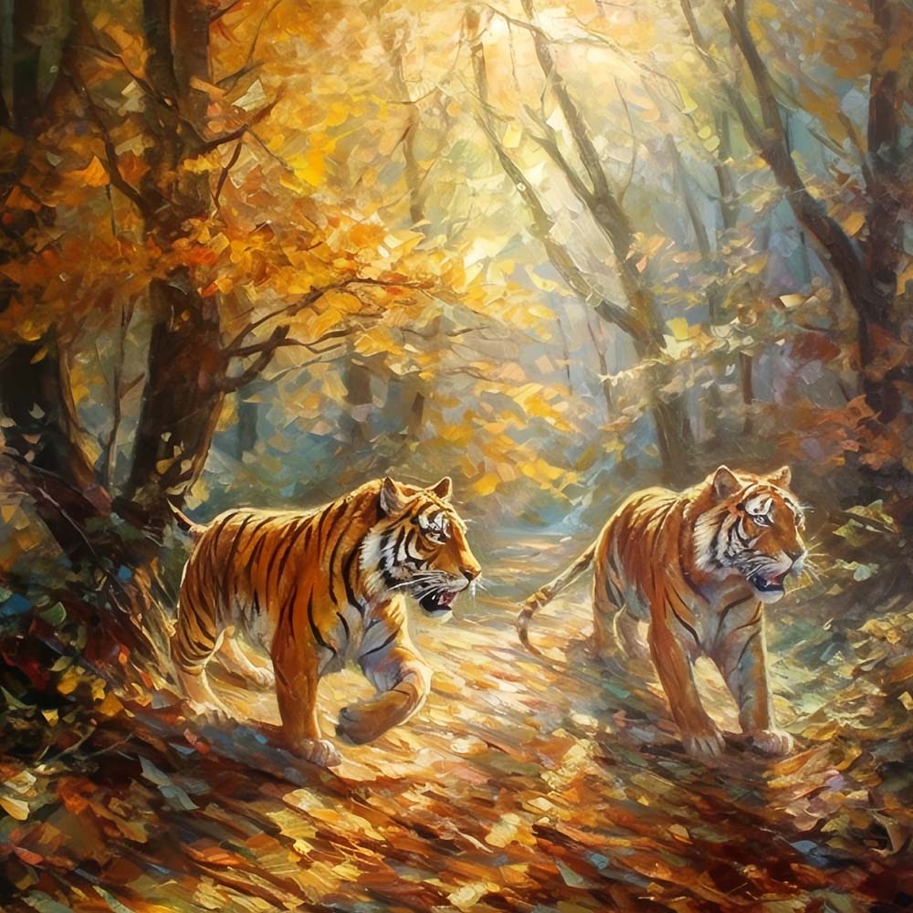 Tigers in Forest Paint by Numbers