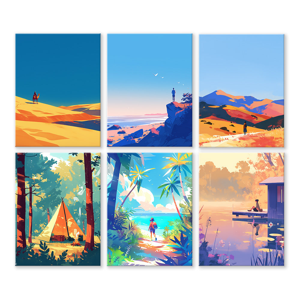 Traveling in Nature 6 Pieces Mini Paint by Numbers