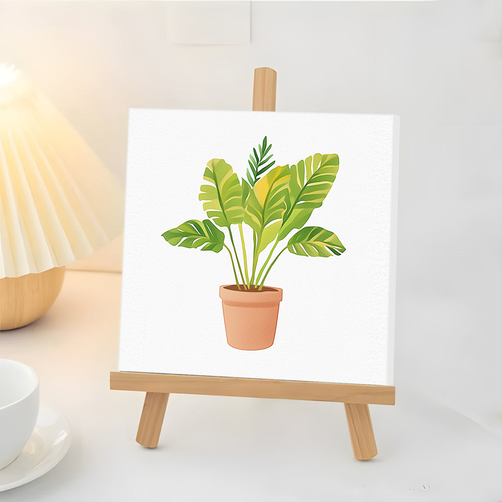 Tropical Plant Leaves Potted Mini Paint by Numbers