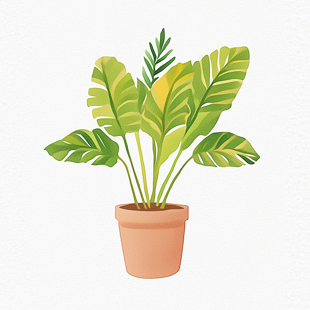 Tropical Plant Leaves Potted Mini Paint by Numbers