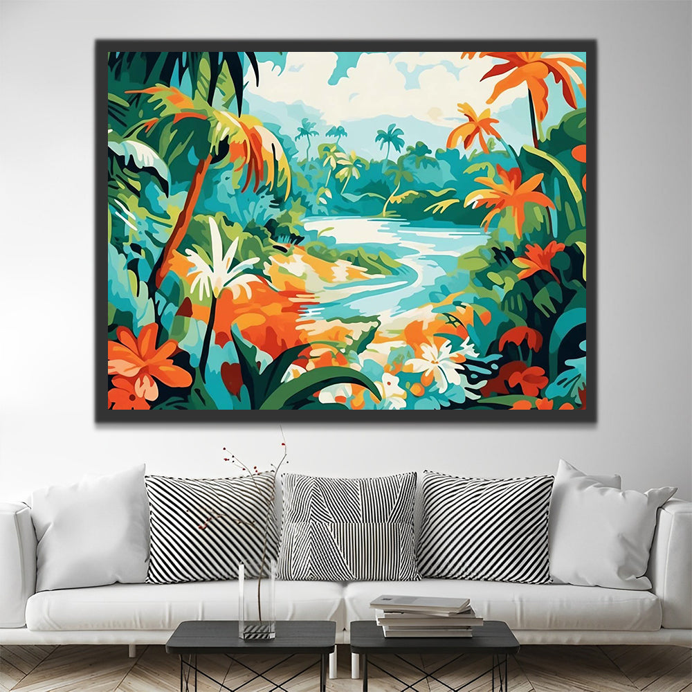 Tropical Plants and River Paint by Numbers