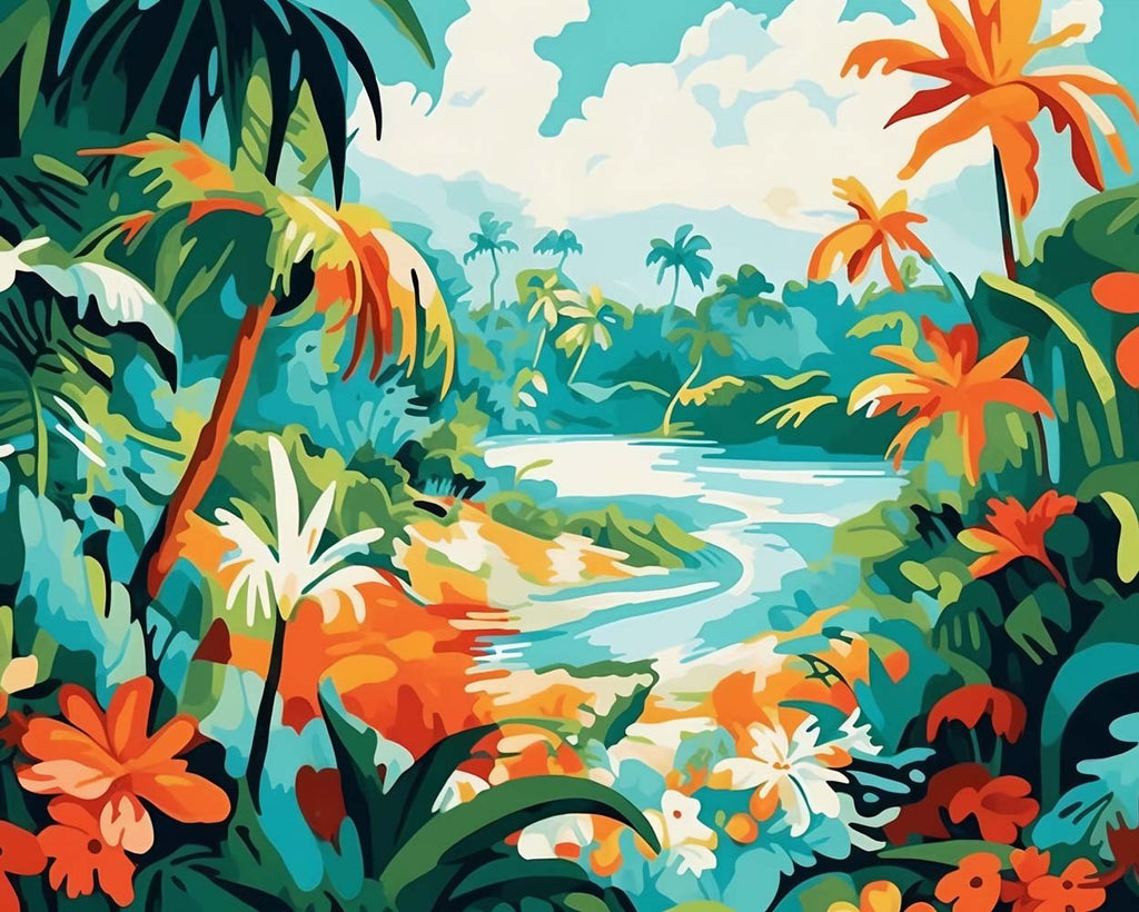 Tropical Plants and River Paint by Numbers