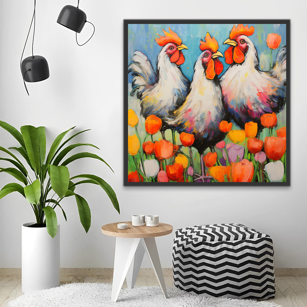 Tulips and Roosters Paint by Numbers