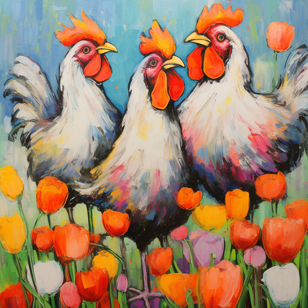 Tulips and Roosters Paint by Numbers