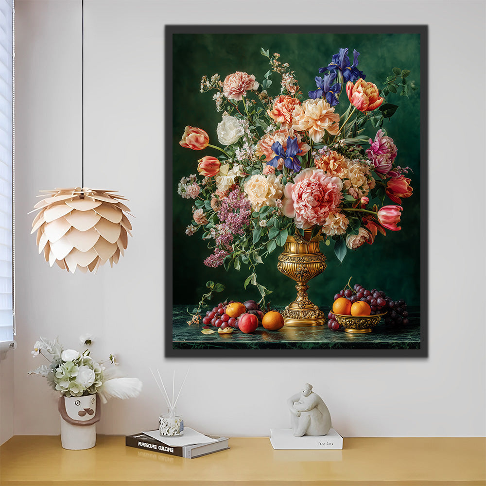 Tulips, Peonies and Irises in the Gold Vase Paint by Numbers