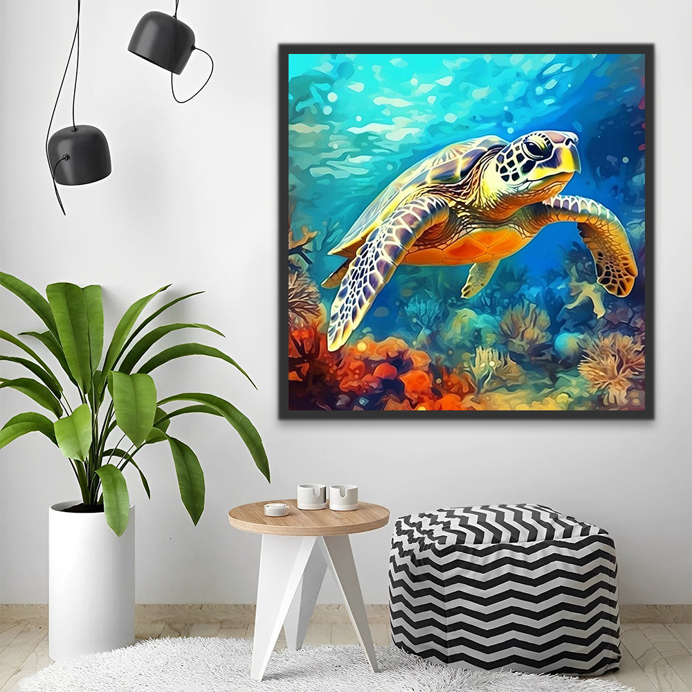 Turtle in the Sea Paint by Numbers