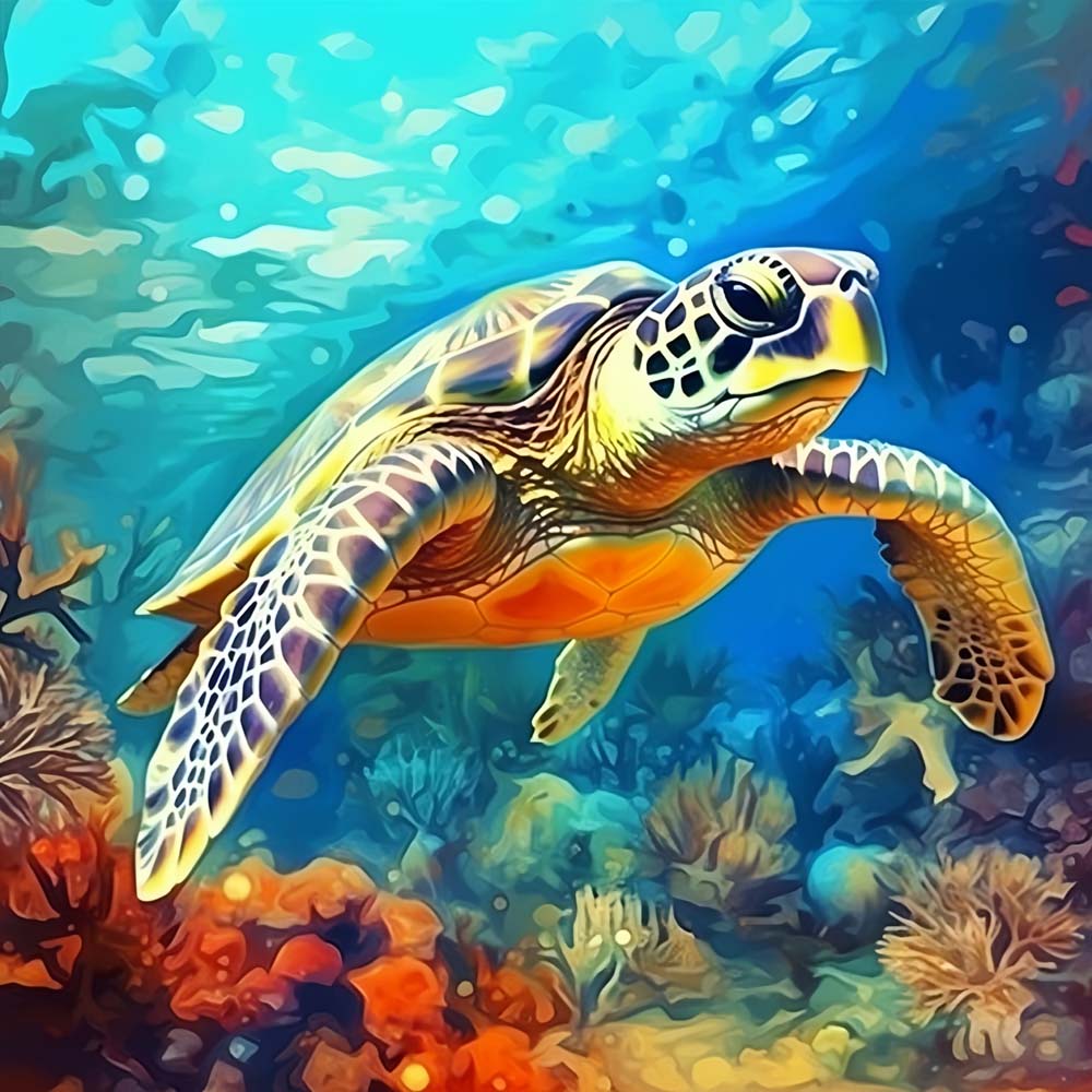 Turtle in the Sea Paint by Numbers