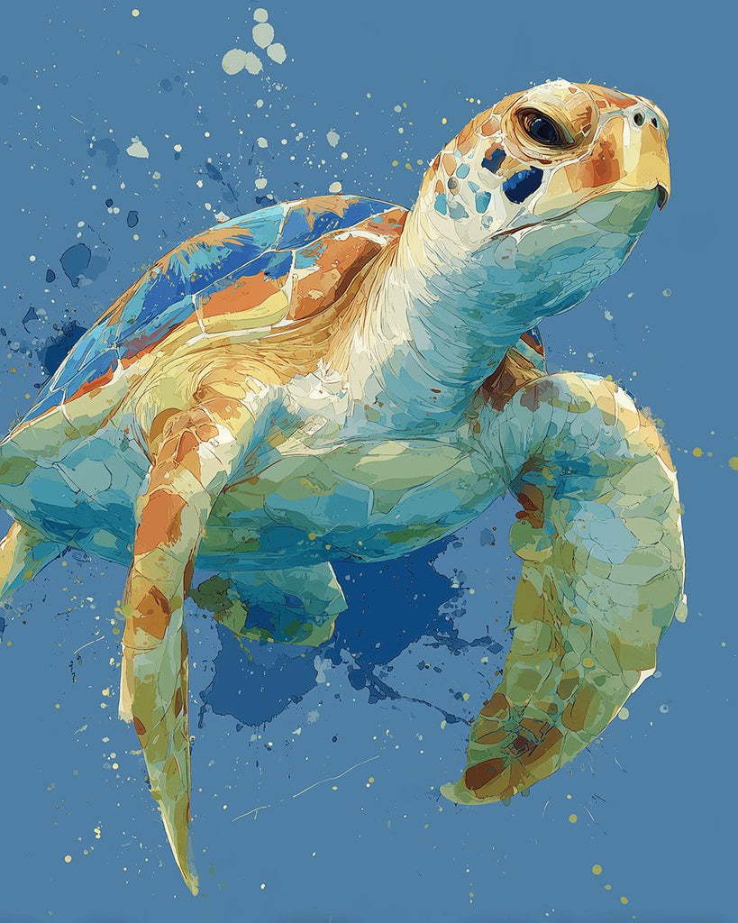 Turtle Swimming Vigorously Paint by Numbers