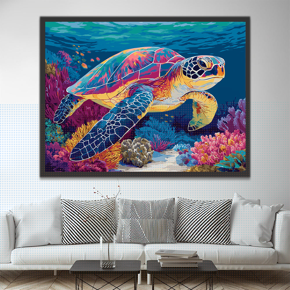 Turtles and Corals in the Deep Sea Paint by Numbers