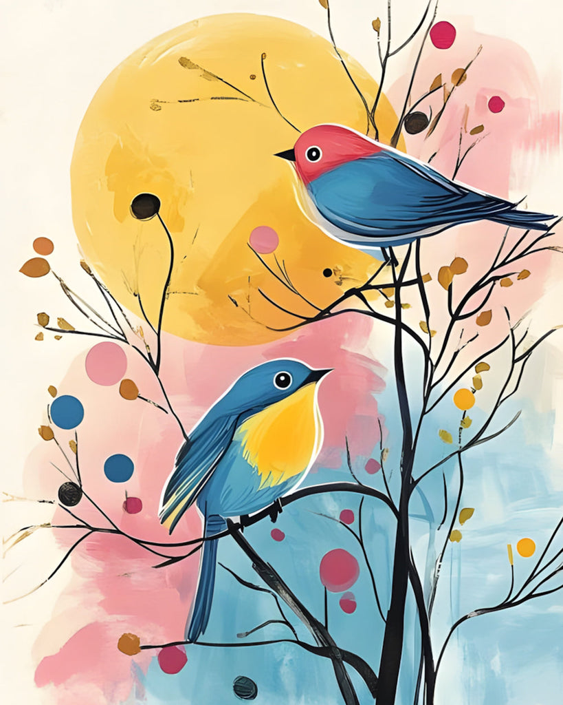 Two Birds on the Tree Paint by Numbers