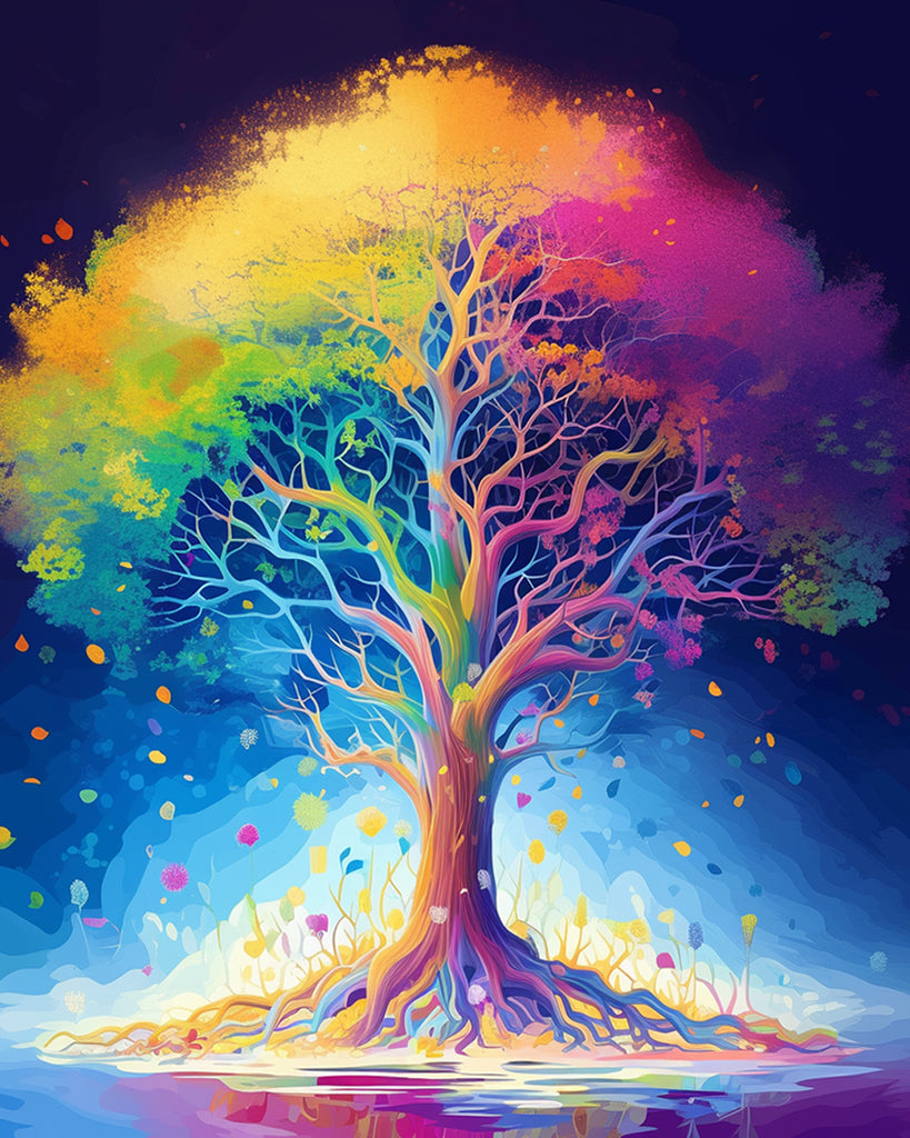 Two-Colored Tree Paint by Numbers