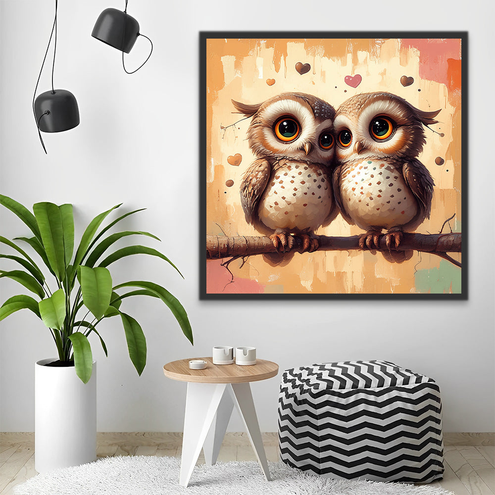 Two Cute Owls Paint by Numbers