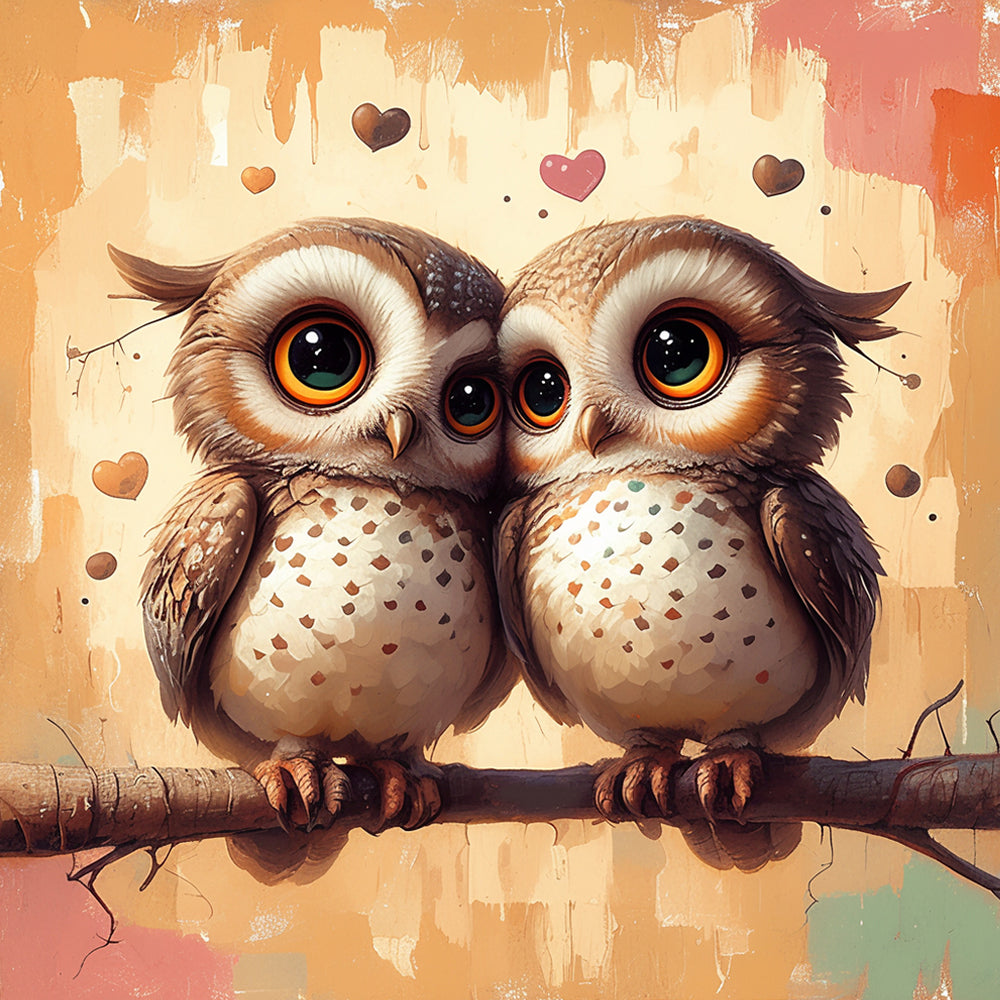 Two Cute Owls Paint by Numbers