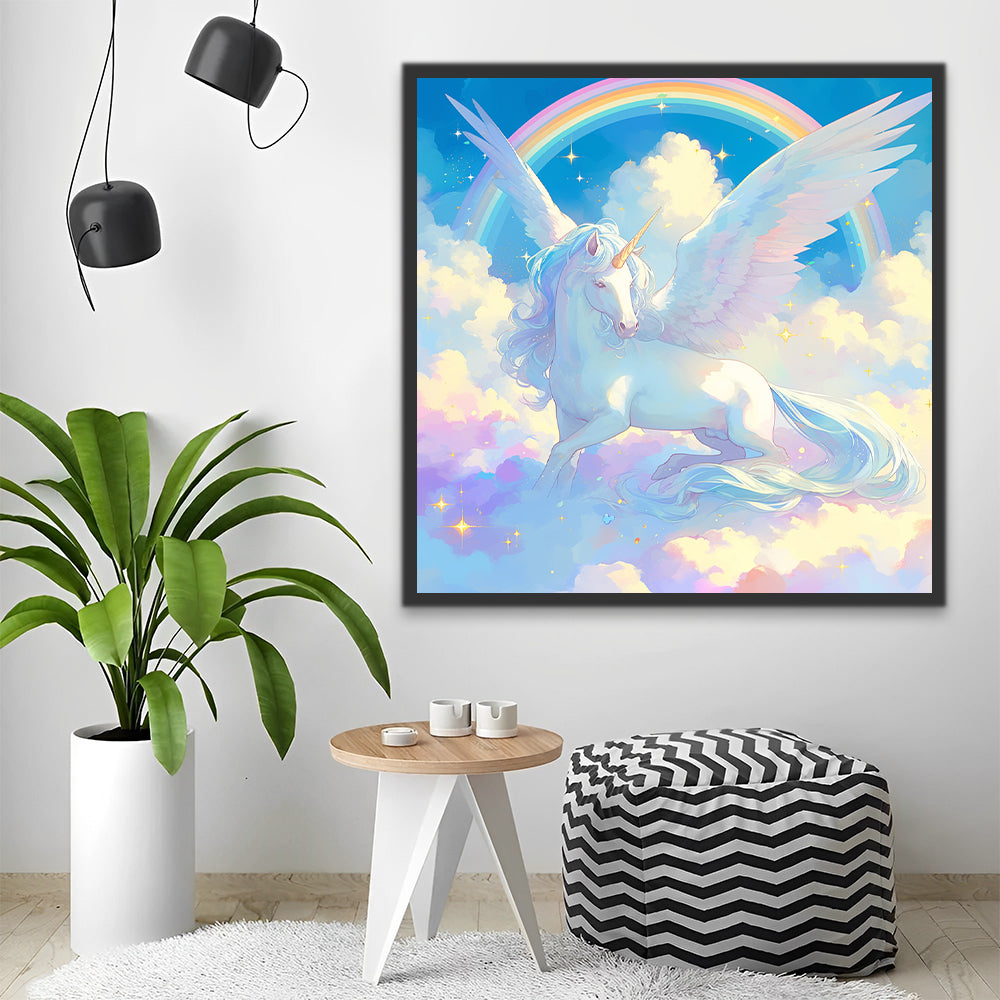 Unicorn and Rainbow on Clouds Paint by Numbers